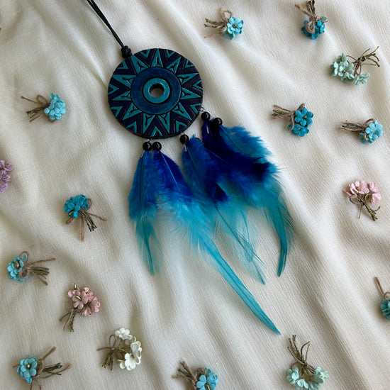 Handmade Terracotta Dreamcatcher | Double-Sided Terracotta Wall & Car Hanging Decor