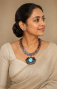 Peacock teal terracotta necklace set