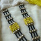 Yellow and Black Antique Terracotta Necklace set with layers of beads and ghungroos