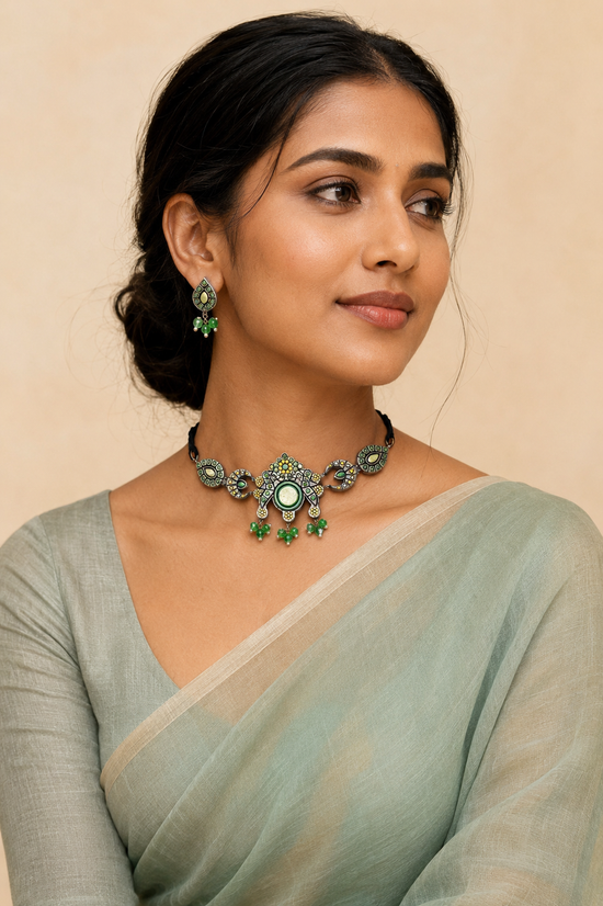 Pastel clay choker with danglers