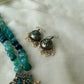 Two Layered Peacock Terracotta Necklace set in green and blue with pearls