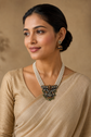 Kundhan Elephant with Layered Pearls Terracotta Necklace Set