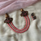 Handmade terracotta Lakshmi necklace set with tulip Pavalamalli beads and pearls