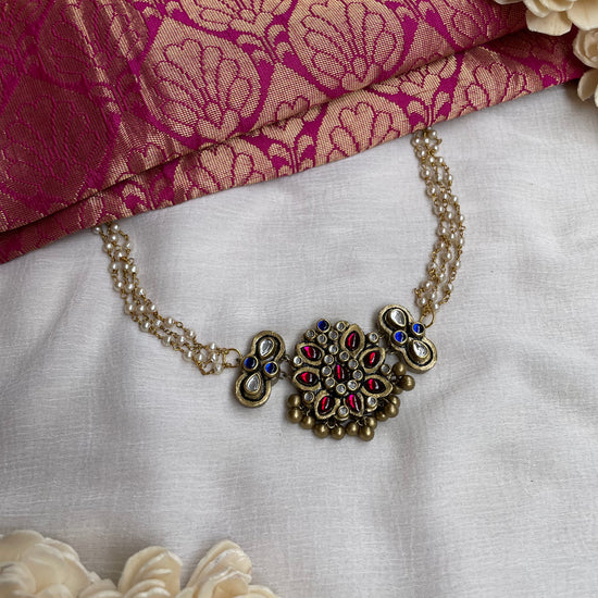 Kundan gem floral terracotta choker