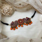 Orange peacock with flower clay choker and drop earrings