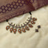 Paisley choker set with orange kundan stone