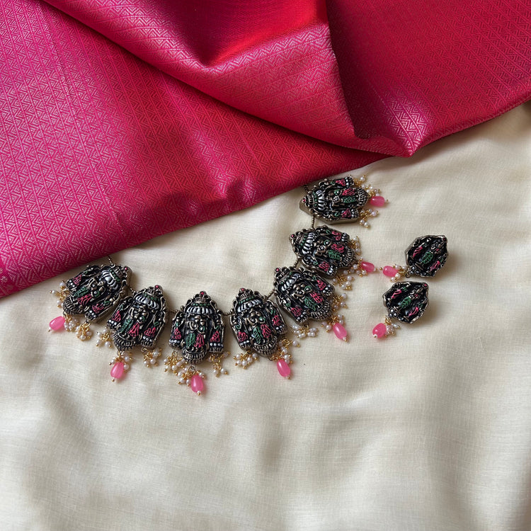 Radha Krishna terracotta choker set