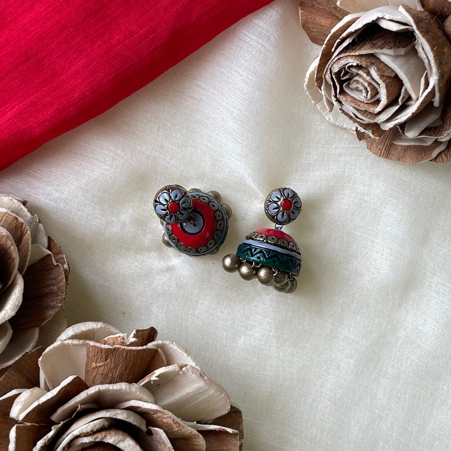 Terracotta jhumka earrings deals