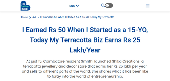 The Better India's article on Shika Creation