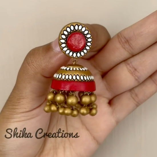 Jhumkas With Layered Beads