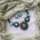 Hand engraved terracotta circle kundan choker with stud earrings