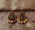 Handmade oxidised gold peacock terracotta stud earrings with brown clay beads