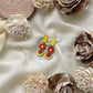 Yellow, orange, and pink terracotta three-piece geometric retro clay danglers